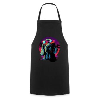 Retro Wave Bloodhound Dog Shirt - Cooking Apron - black - Front - AI Model Male 185 dark (185cm)