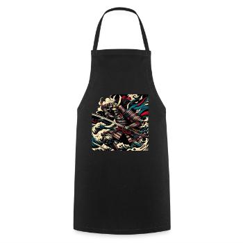 Japanese traditional Samurai Warrior - Cooking Apron - black - Front - AI Model Male 185 dark (185cm)