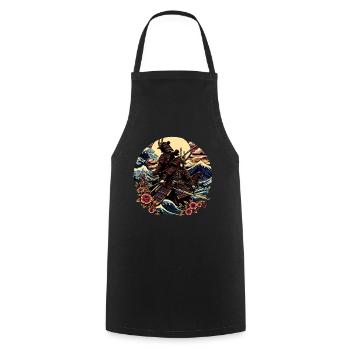Japanese Samurai Warrior Circle Shirt - Cooking Apron - black - Front - AI Model Male 185 dark (185cm)