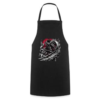 Japanese Samurai Ronin Warrior Shirt - Cooking Apron - black - Front - AI Model Male 185 dark (185cm)