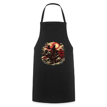 Ronin Samurai Warrior Ukiyo e - Cooking Apron - black - Front - AI Model Male 185 dark (185cm)