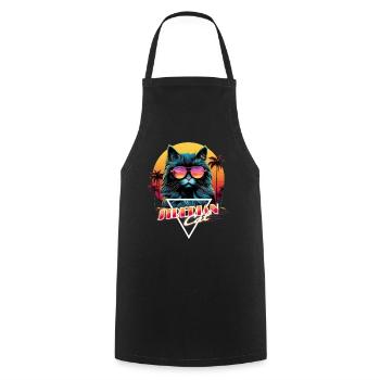 Retro Wave Siberian Cat Miami Shirt - Cooking Apron - black - Front - AI Model Male 185 dark (185cm)