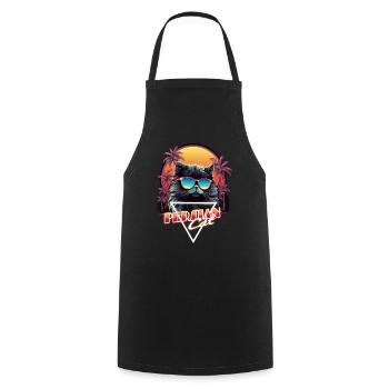 Retro Wave Persian Cat Miami Shirt - Cooking Apron - black - Front - AI Model Male 185 dark (185cm)