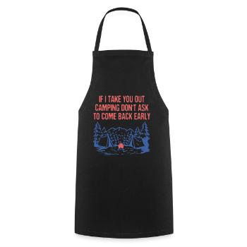 Si je vous emmène en camping Couples Amateurs de camping - Tablier de cuisine - noir - Devant - AI Model Male 185 dark (185cm)