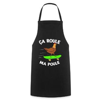 Poule Cadeau Drôle ça Roule Ma Poule - Tablier de cuisine - noir - Devant - AI Model Male 185 dark (185cm)