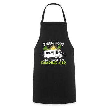 Humour camping car je m'en fous je me barre - Tablier de cuisine - noir - Devant - AI Model Male 185 dark (185cm)