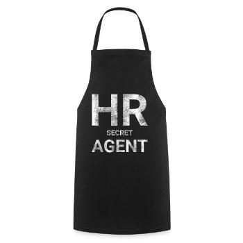 HR Secret agent - Cooking Apron - black - Front - AI Model Male 185 dark (185cm)