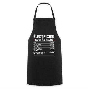 Électricien Idée Cadeau Humour - Tablier de cuisine - noir - Devant - AI Model Male 185 dark (185cm)