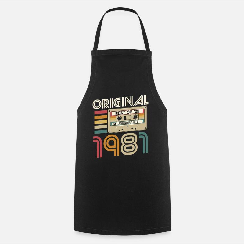 Née en 1981 cassette 40 anniversaire rétro - Tablier de cuisine - noir