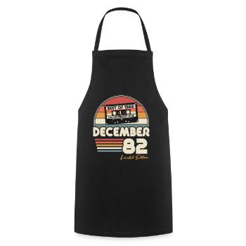 Décembre 1982 Vintage Retro Anniversaire - Tablier de cuisine - noir - Devant - AI Model Male 185 dark (185cm)