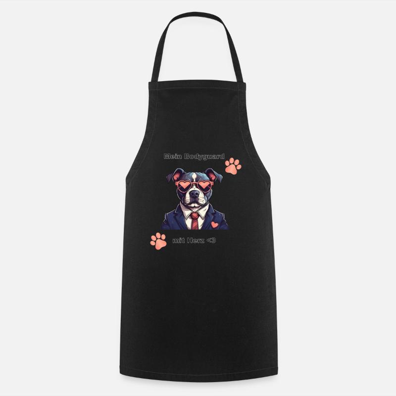 Garde du corps Pitbull avec cœur - Tablier de cuisine - noir