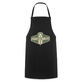 IFA FORTSCHRITT - Retro Logo Ostalgie LPG - Kochschürze - Schwarz - Vorne - AI Model Male 185 dark (185cm)