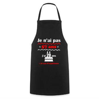 pas 57 ans,idée cadeau anniversaire 57 ans - Tablier de cuisine - noir - Devant - AI Model Male 185 dark (185cm)