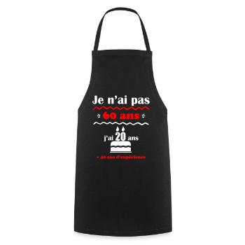 pas 60 ans : cadeau d'anniversaire 60 ans. - Tablier de cuisine - noir - Devant - AI Model Male 185 dark (185cm)