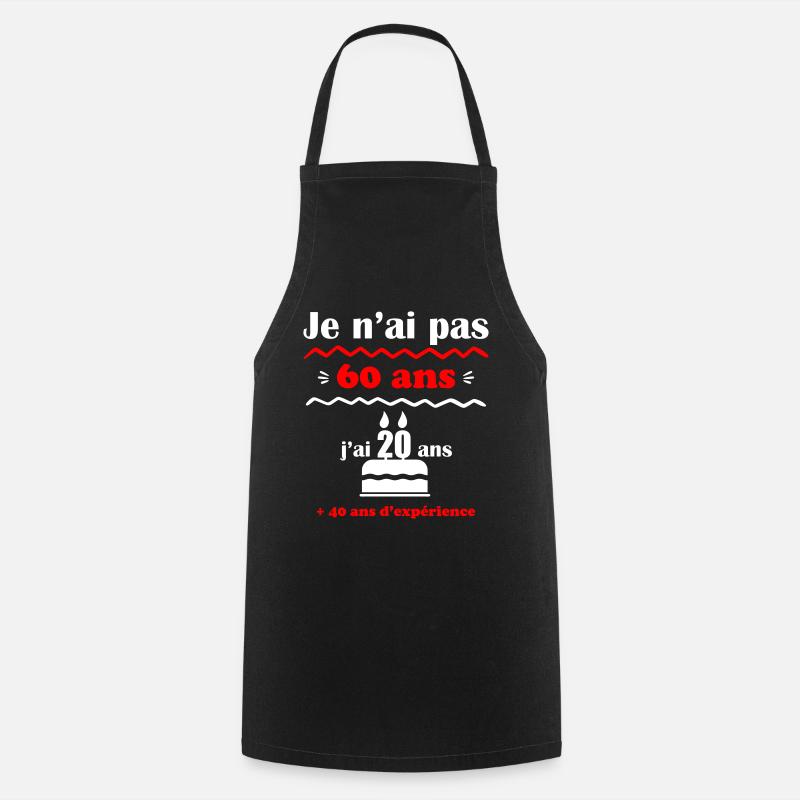 pas 60 ans : cadeau d'anniversaire 60 ans. - Tablier de cuisine - noir