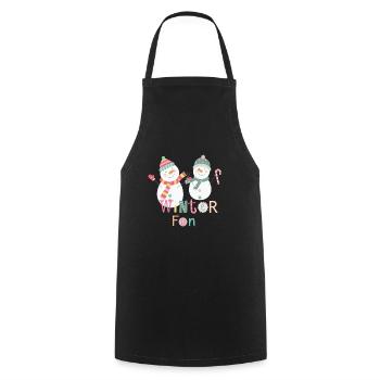 Winter Fun Funny Snowman Colorful Christmas - Cooking Apron - black - Front - AI Model Male 185 dark (185cm)