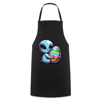 Ostern Alien Umarmung & Ei Liebe - Kochschürze - Schwarz - Vorne - AI Model Male 185 dark (185cm)