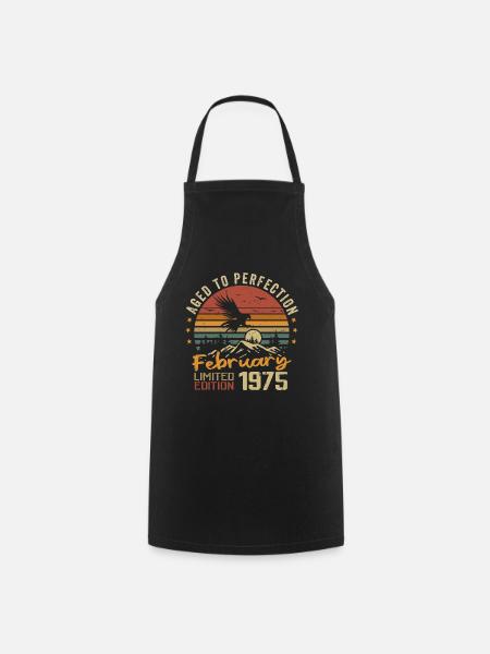 Né en Fevrier 1975 Anniversaire 1975 Février - Tablier de cuisine - noir