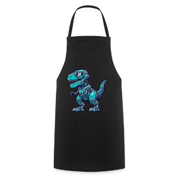 T-Rex Cyborg Dinosaur - Cooking Apron - black - Front - AI Model Male 185 dark (185cm)