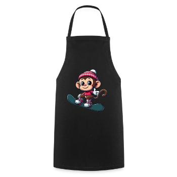 Monkey Snowboarder Winter Winter Sports Holiday Design - Cooking Apron - black - Front - AI Model Male 185 dark (185cm)