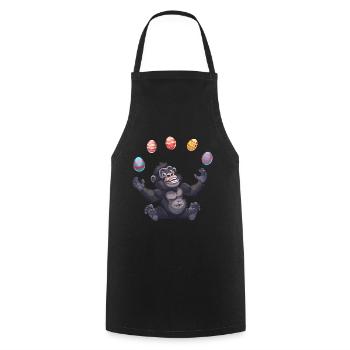 Ostern Gorilla Jongleur mit Eiern - Kochschürze - Schwarz - Vorne - AI Model Male 185 dark (185cm)