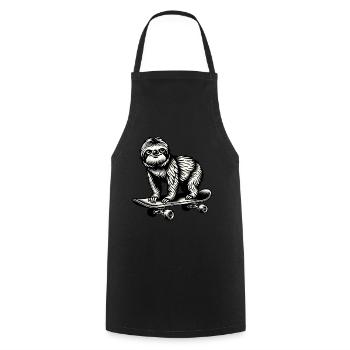 Faultier Skateboard Schwarz Weiß Tattoo Stil - Kochschürze - Schwarz - Vorne - AI Model Male 185 dark (185cm)