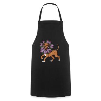 Rhodesian Ridgeback Lion Dog in Cartoon Style - Cooking Apron - black - Front - AI Model Male 185 dark (185cm)