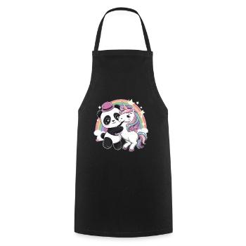 Cute Kawaii Panda with Unicorn - Cooking Apron - black - Front - AI Model Male 185 dark (185cm)