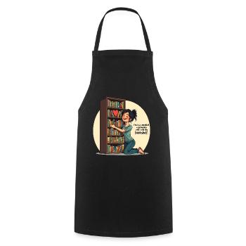 Bookworm bookworm on a bookshelf - Cooking Apron - black - Front - AI Model Male 185 dark (185cm)