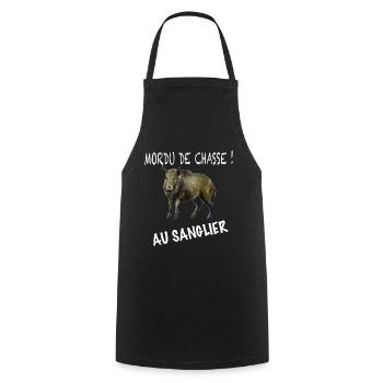 Mordu De Chasse Au Sanglier - Tablier de cuisine - noir - Devant - AI Model Male 185 dark (185cm)