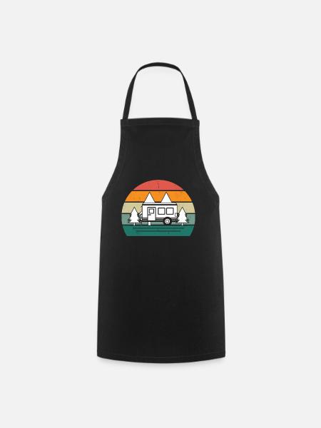 Retro Natur Camping - Kochschürze - Schwarz