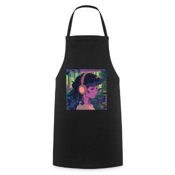 Plantes et musique - Impression de mode de haute qualité - Tablier de cuisine - noir - Devant - AI Model Male 185 dark (185cm)