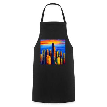 New York skyscrapers during sunset - Cooking Apron - black - Front - AI Model Male 185 dark (185cm)