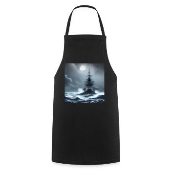 Ship in a storm at full moon - Cooking Apron - black - Front - AI Model Male 185 dark (185cm)