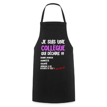 Femme Collègue Unique Cadeau Départ - Tablier de cuisine - noir - Devant - AI Model Male 185 dark (185cm)