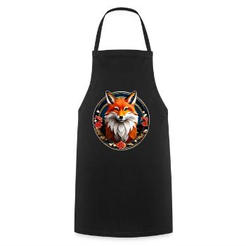 Asiatischer Fuchs mit Kirschblüten - Kochschürze - Schwarz - Vorne - AI Model Male 185 dark (185cm)