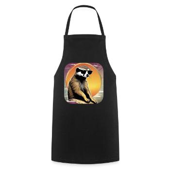 Cute meerkat with sunset - Cooking Apron - black - Front - AI Model Male 185 dark (185cm)