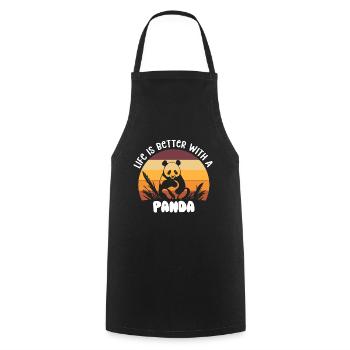 Panda Yoga Geschenk Panda Bär Tier Spruch - Kochschürze - Schwarz - Vorne - AI Model Male 185 dark (185cm)