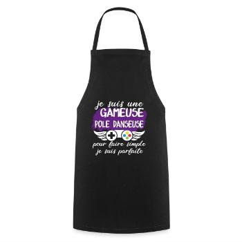 cadeau marrant gameuse pole danseuse geek - Tablier de cuisine - noir - Devant - AI Model Male 185 dark (185cm)