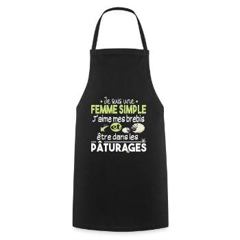 Brebis Mouton Laine Agneau Cadeau Ferme Agricole - Tablier de cuisine - noir - Devant - AI Model Male 185 dark (185cm)