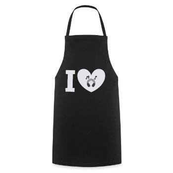 I love Music – Rock Musik, Star, Disco, Musikhören - Kochschürze - Schwarz - Vorne - AI Model Male 185 dark (185cm)