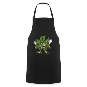 Bekifftes Cannabis Blatt - Weed Marihuana THC - Kochschürze - Schwarz - Vorne - AI Model Male 185 dark (185cm)