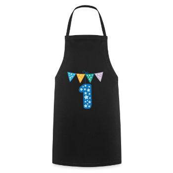 One Birthday Kids 1 Year Gift Nursery - Cooking Apron - black - Front - AI Model Male 185 dark (185cm)