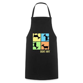 Ziegenbock popart Ziege Ziehenhaltung "goat-art" - Kochschürze - Schwarz - Vorne - AI Model Male 185 dark (185cm)