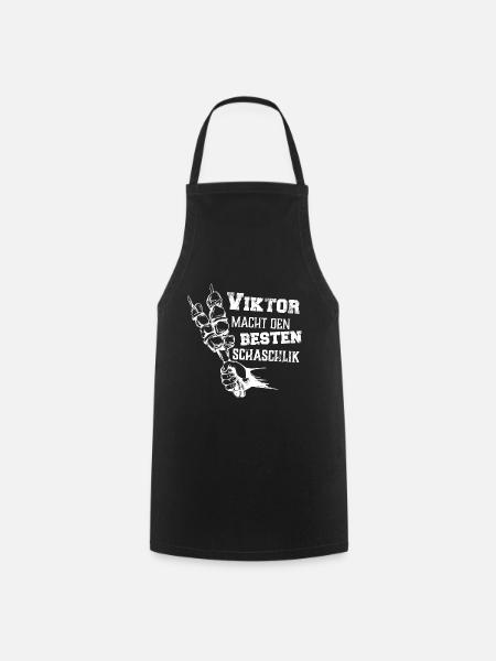 Viktor macht den besten Schaschlik Grill Geschenk - Kochschürze - Schwarz