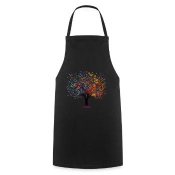 Butterfly Tree Colorful Butterflies Flies - Cooking Apron - black - Front - AI Model Male 185 dark (185cm)