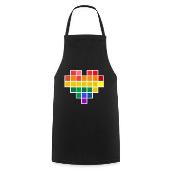 Rainbow Pixel Heart - Cooking Apron - black - Front - AI Model Male 185 dark (185cm)