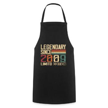Original 2009 Vintage Birthday Gift 2009 - Cooking Apron - black - Front - AI Model Male 185 dark (185cm)