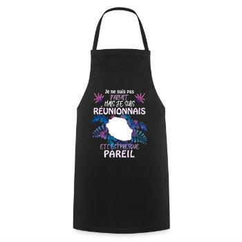 Reunionnais Cadeau Humour - Tablier de cuisine - noir - Devant - AI Model Male 185 dark (185cm)