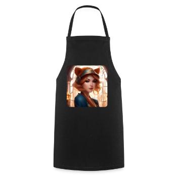 Cool Cosplay Girl Fox - Cooking Apron - black - Front - AI Model Male 185 dark (185cm)